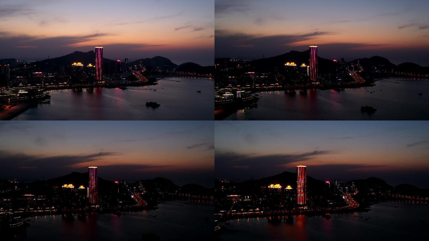 延时连云港连云区夜景航拍