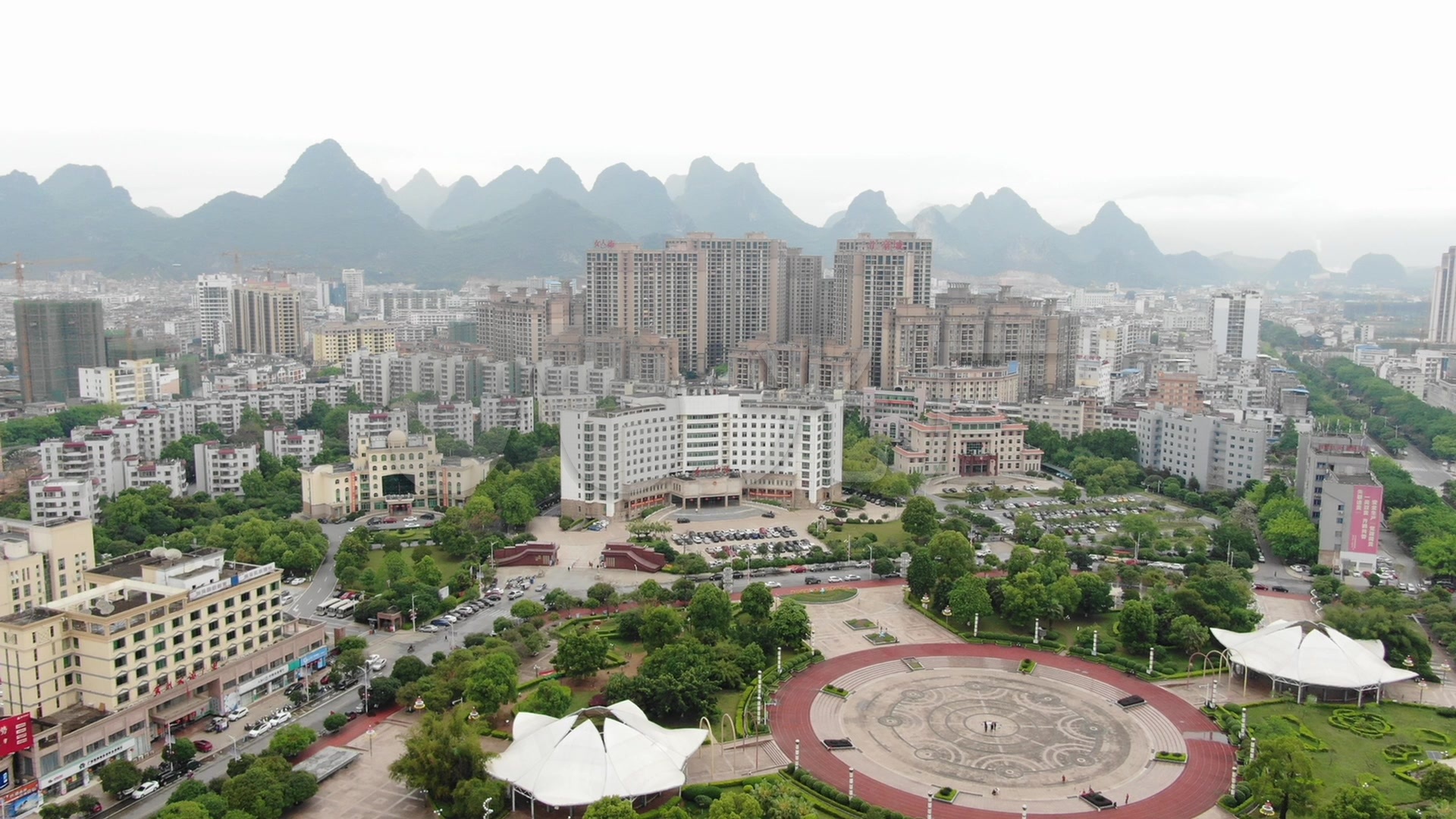 贺州广场航拍贺州城市航拍贺州广场风景贺州