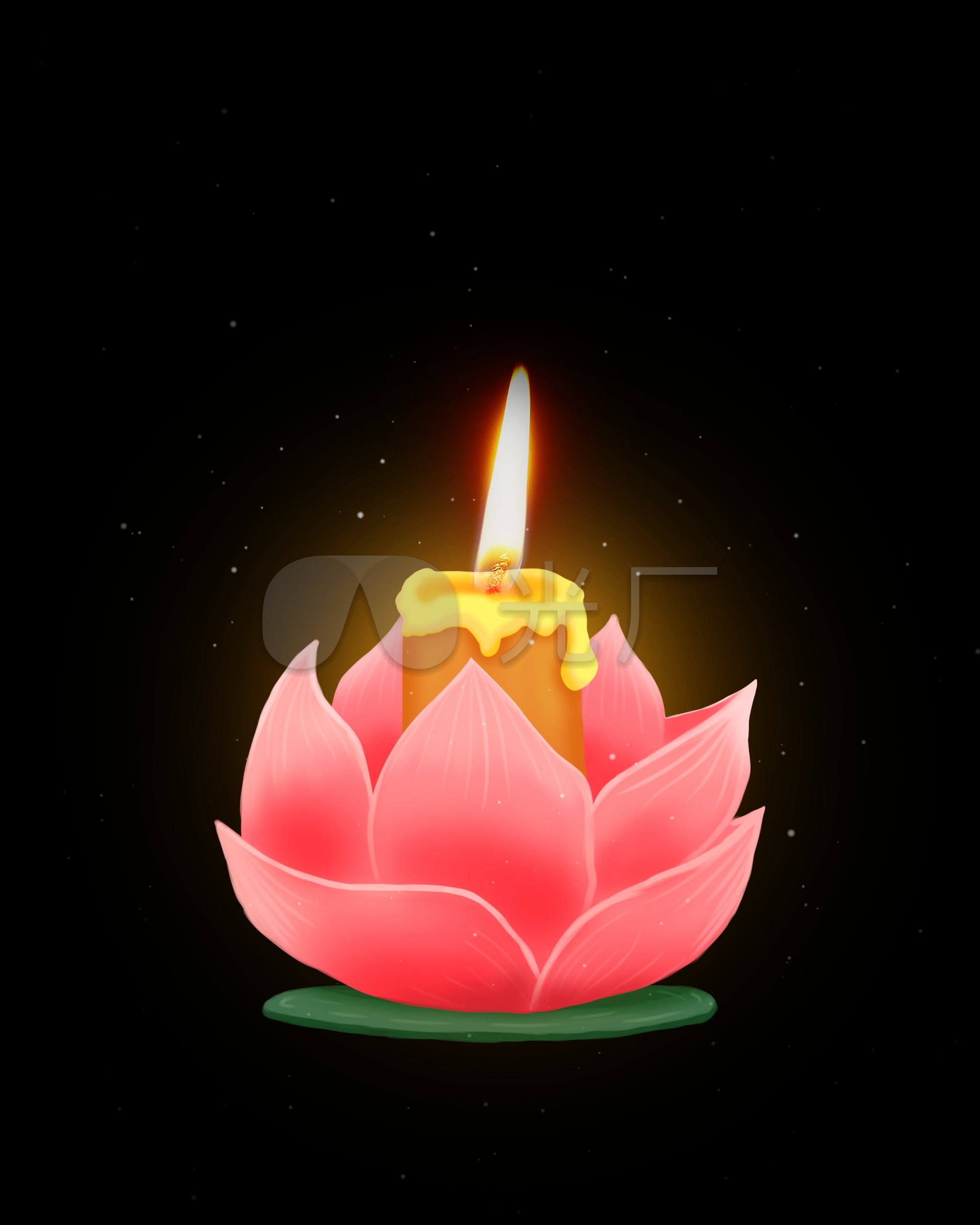 古风蜡烛花灯莲花荷花祈祷元素