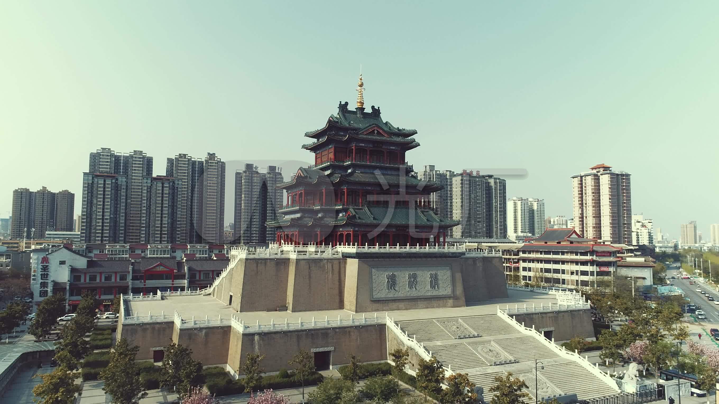 咸阳清渭楼咸阳地标_2720x1530_高清视频素材下载(编号:4525252)_实拍