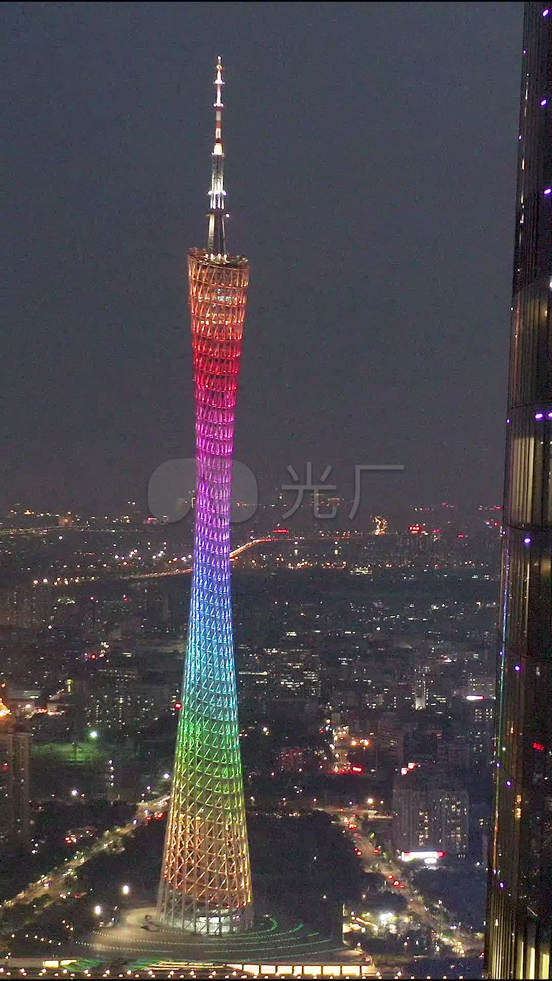 航拍广州塔西塔夜景_1080x1920_高清视频素材下载(:)