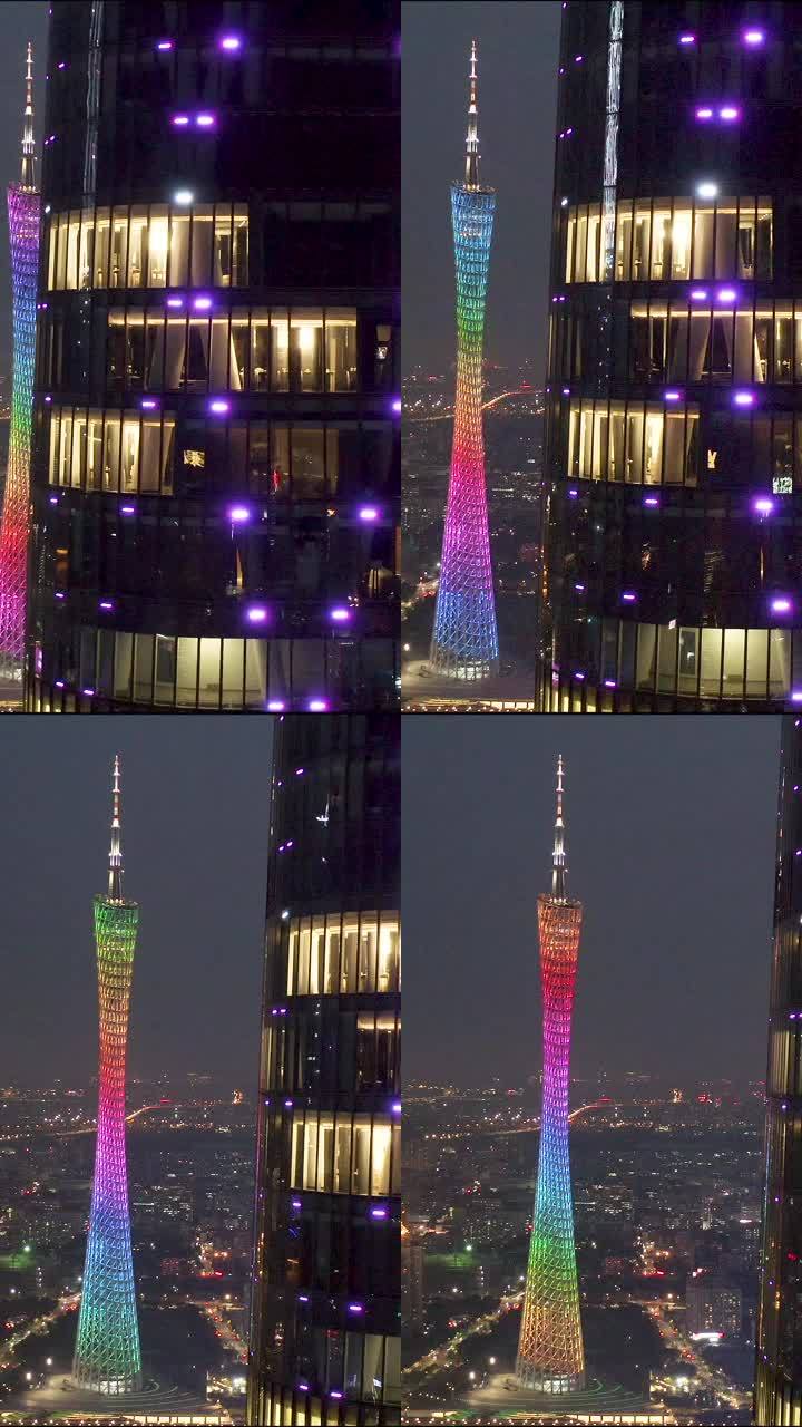 航拍广州塔西塔夜景