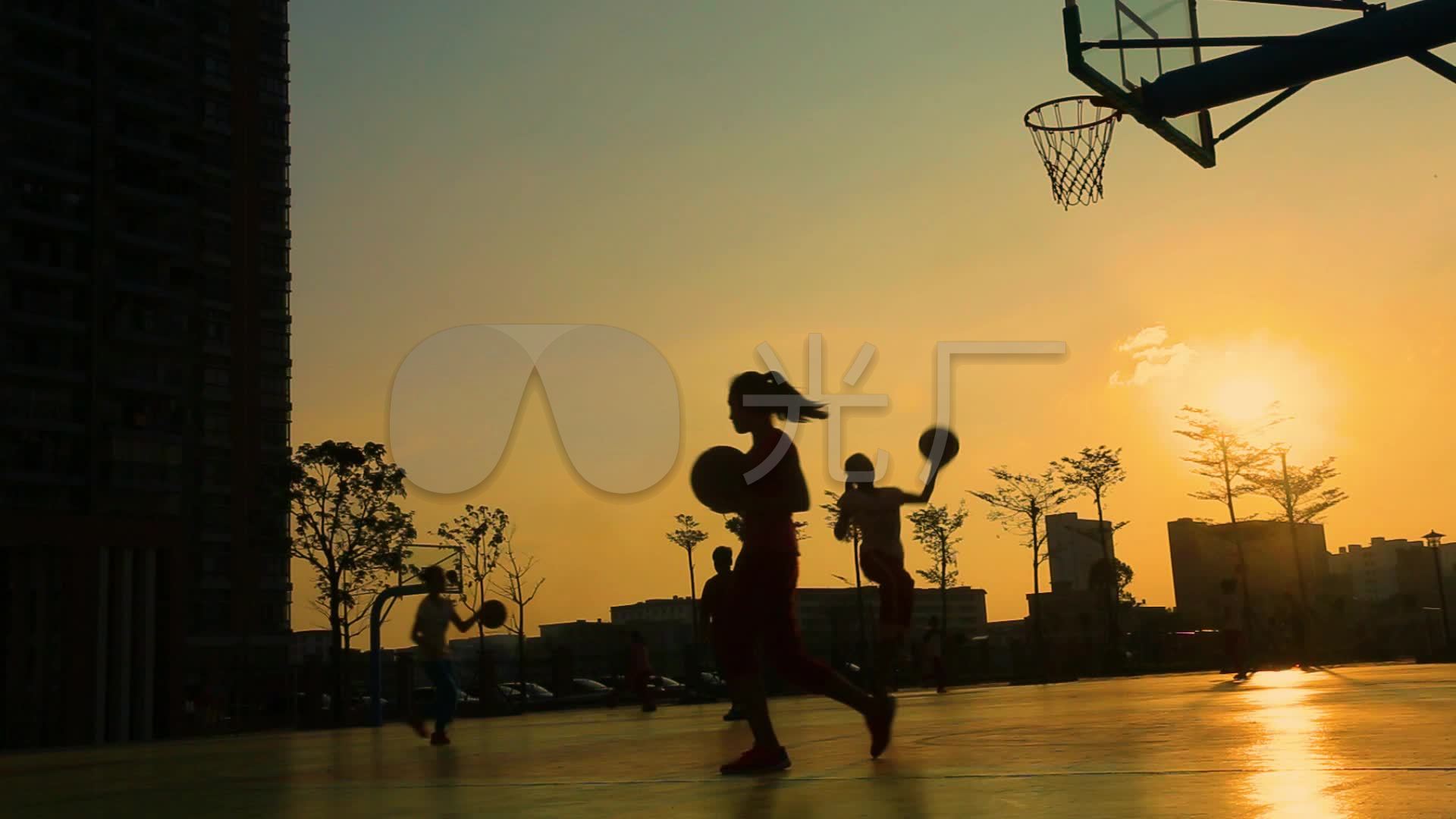 夕阳下打篮球_1920x1080_高清视频素材下载(编号:4546743)_实拍视频