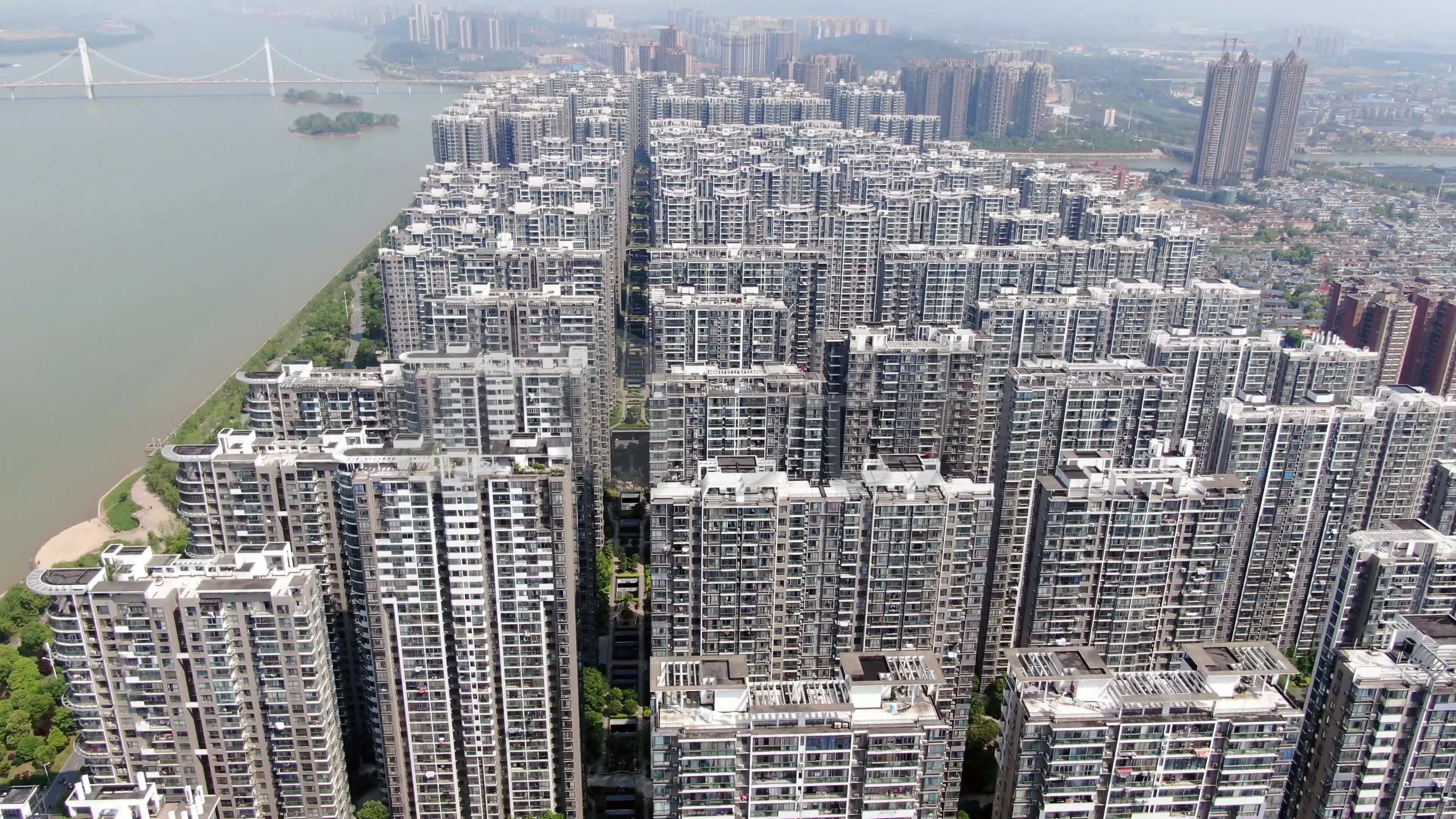 航拍湖南长沙湘江世纪城_3840x2160_高清视频素材下载