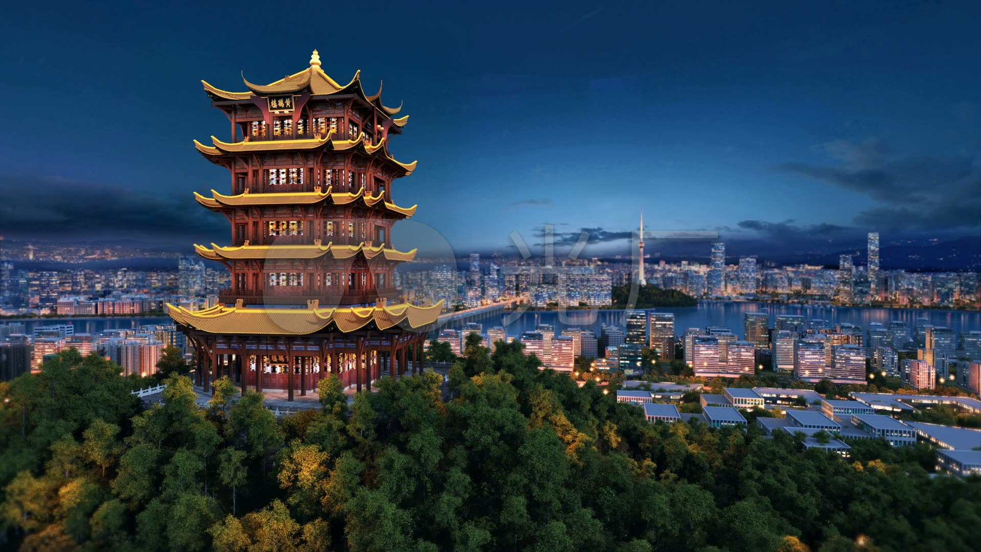 湖北武汉黄鹤楼_1920x1080_高清视频素材下载(编号:)