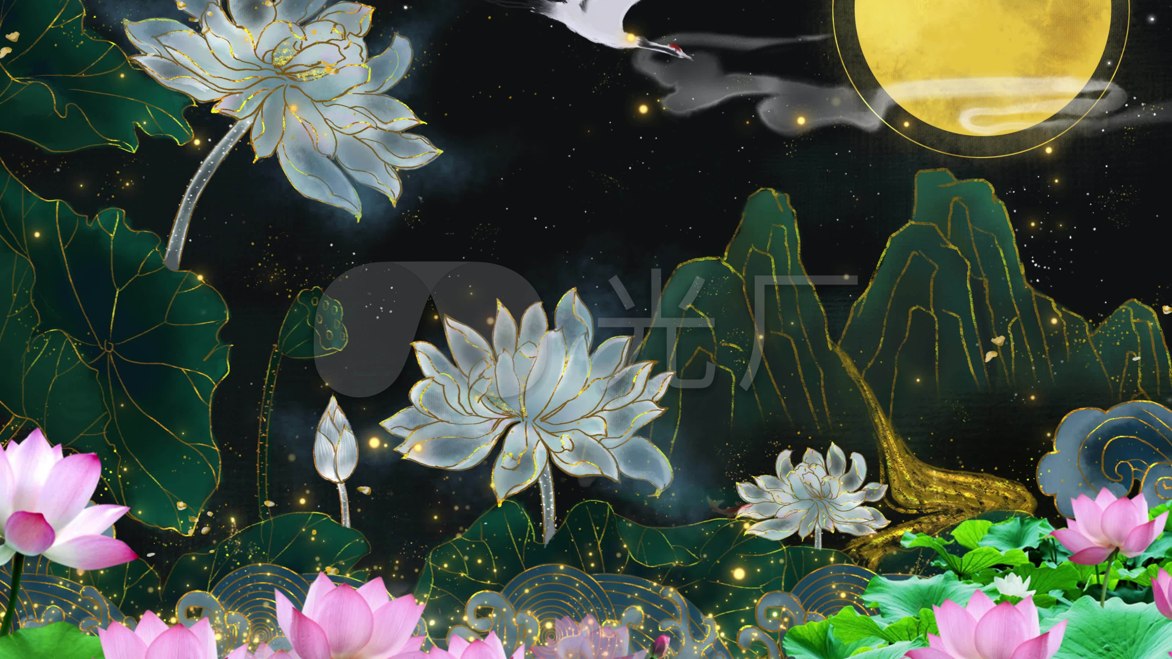 【原创】4k唯美荷塘月色背景-无缝循环_3840x2160_(:)