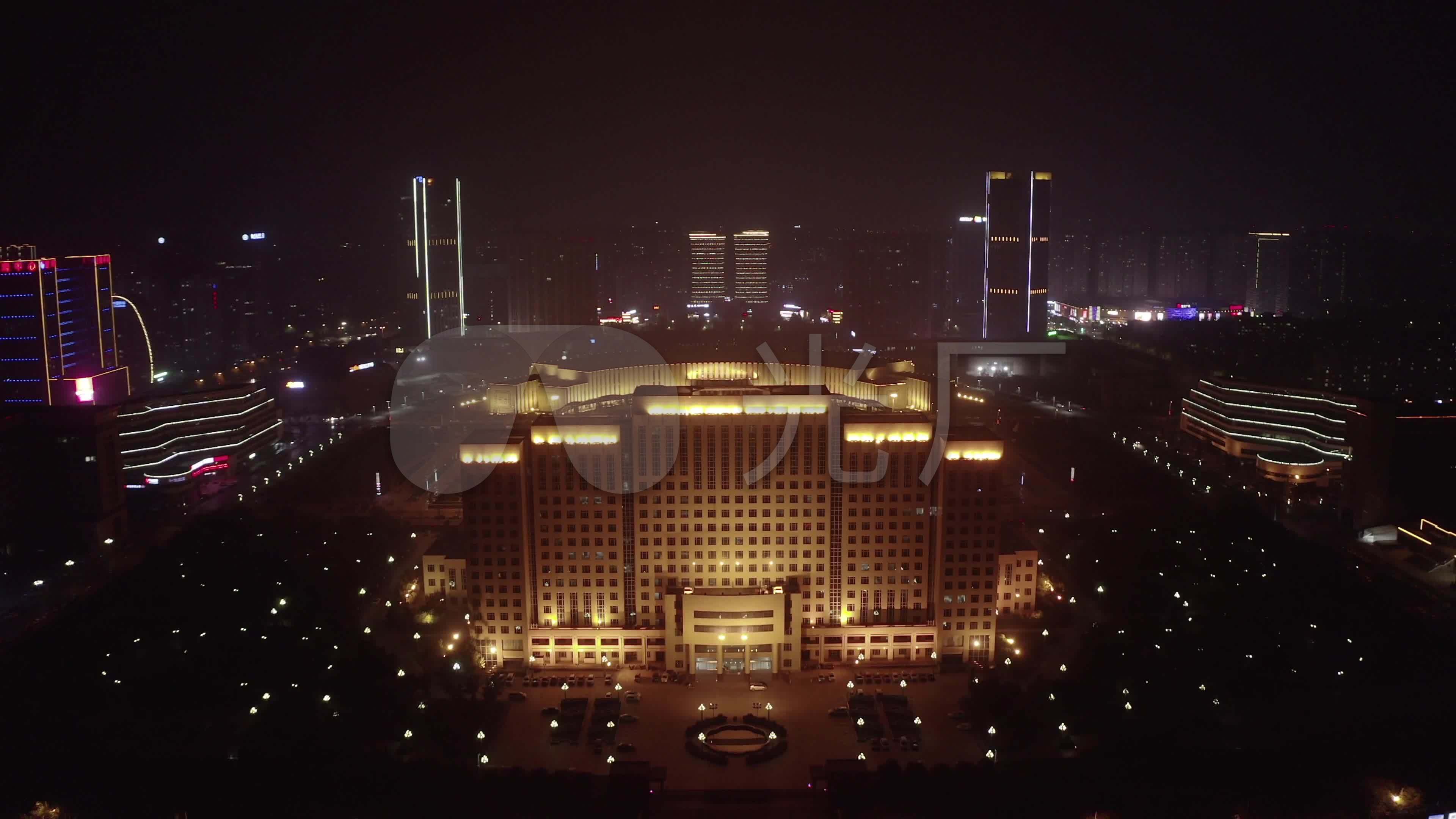 【4k】新乡市人民政府夜景_3840x2160_高清视频素材