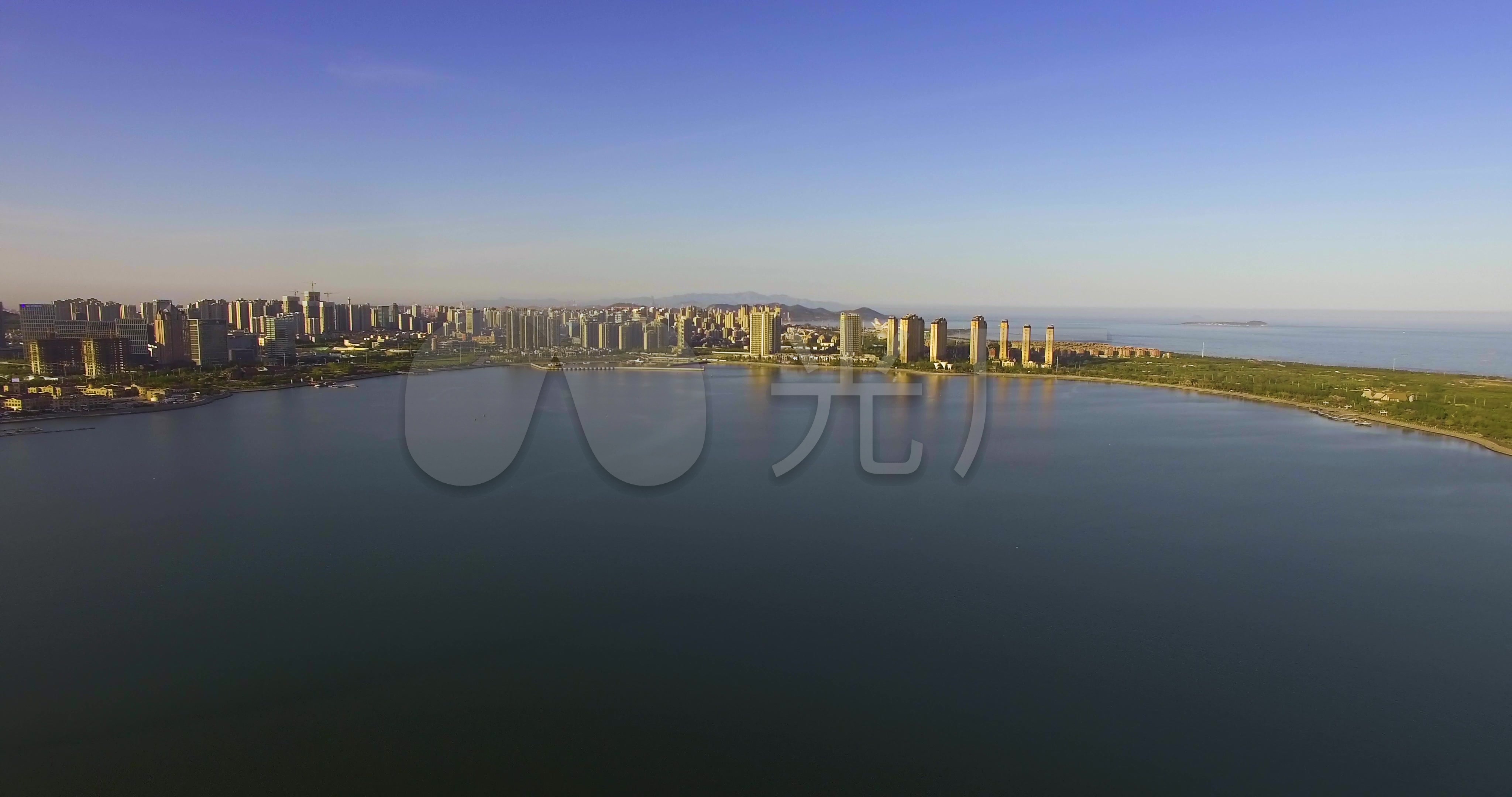 青岛黄岛经济贸易中心cbd唐岛湾湿地公园_4096x2160_高清视频素材下载