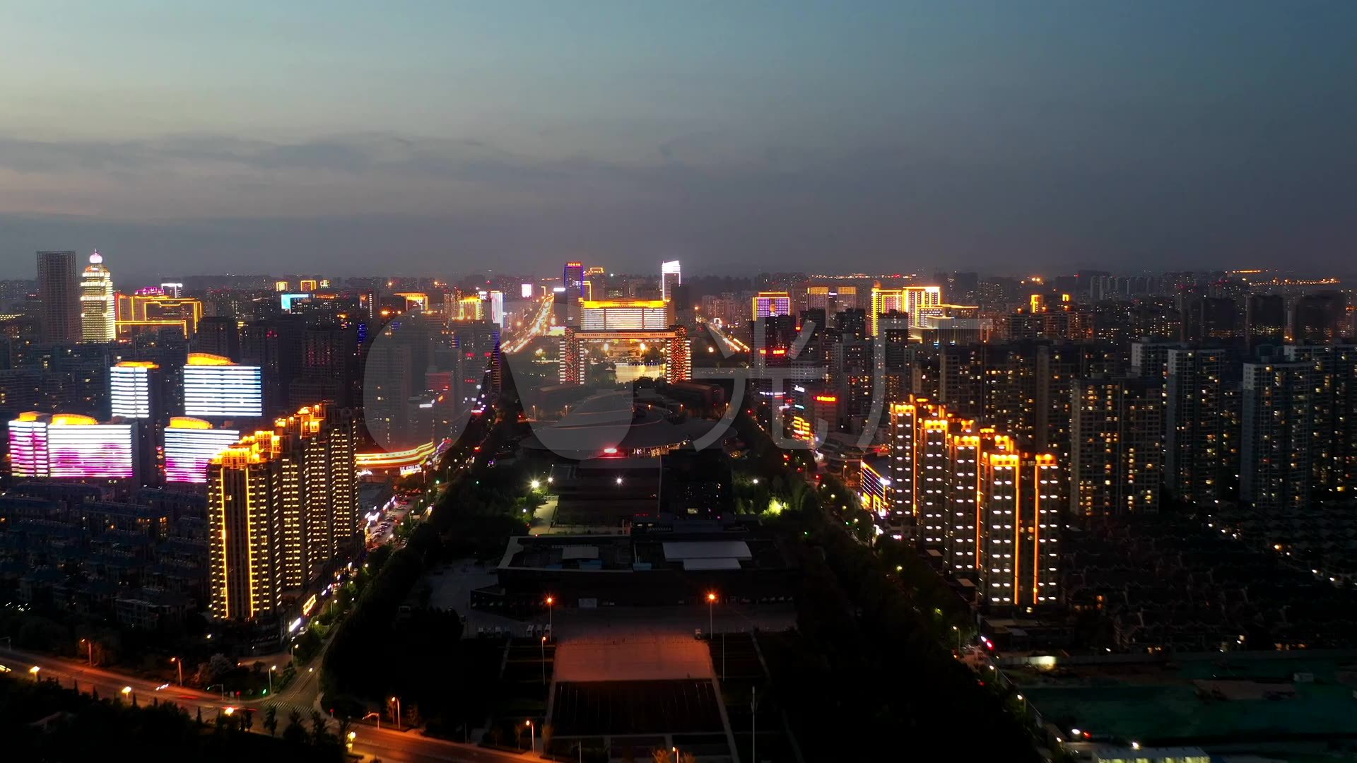 临沂市城区夜景航拍_1920x1080_高清视频素材下载(编号:4586192)_实拍
