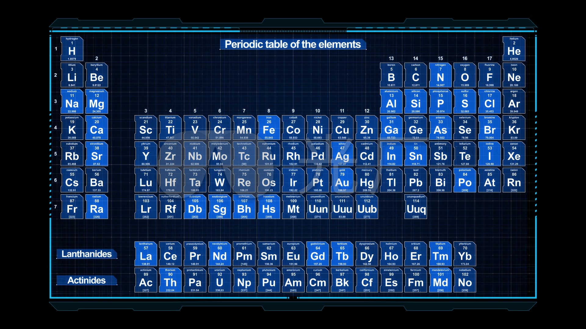 【全息】化学元素周期表_1920x1080_高清视频素材下载