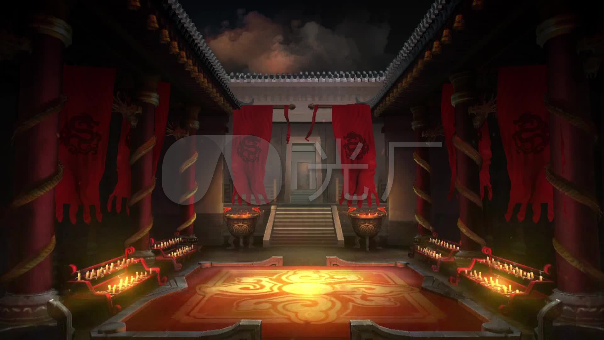 古代宫殿室内场景循环背景
