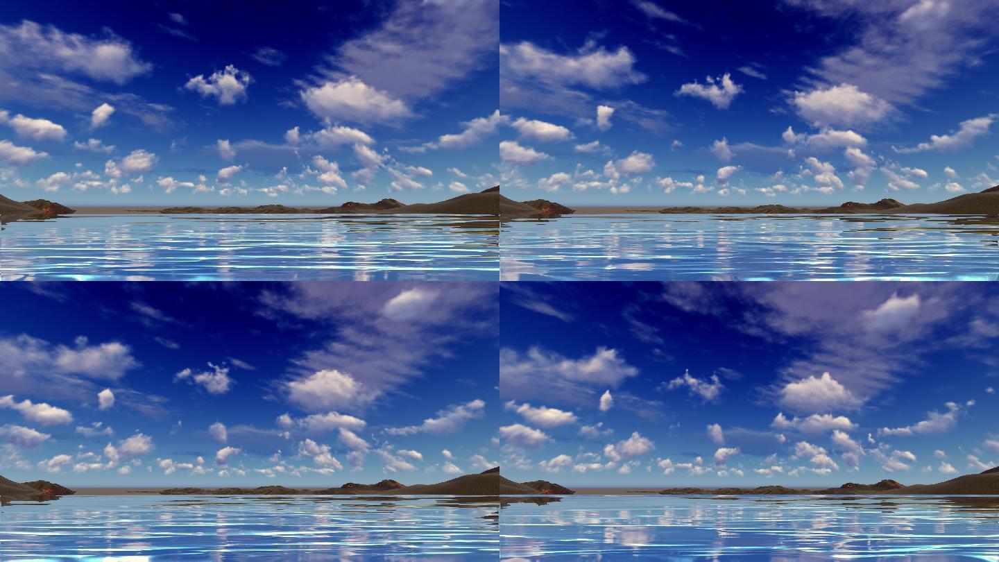 4k唯美蓝天湖面风景背景