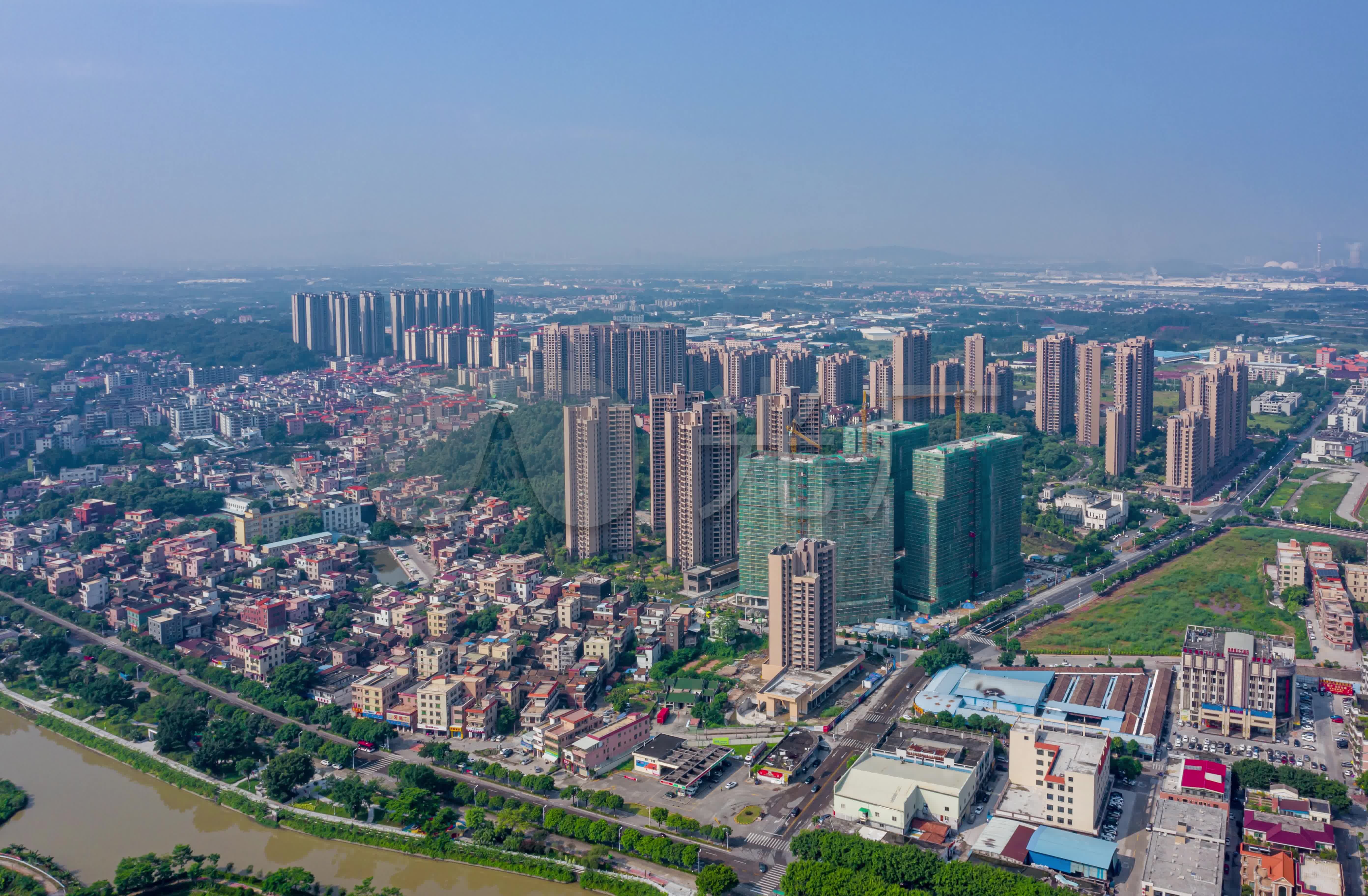 佛山南海丹灶城区航拍延时晴城市面貌