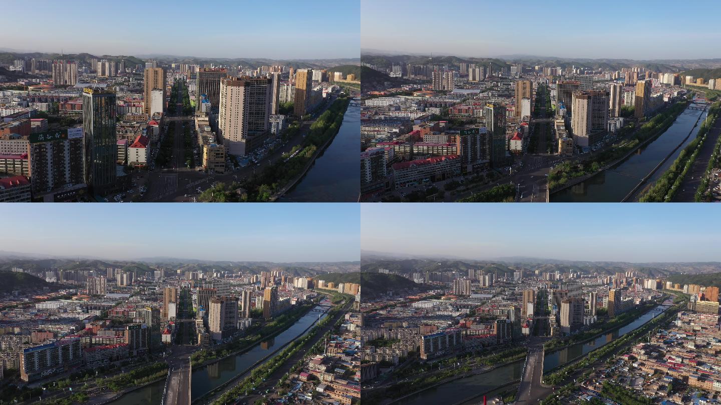 4k-原素材-吕梁城市航拍