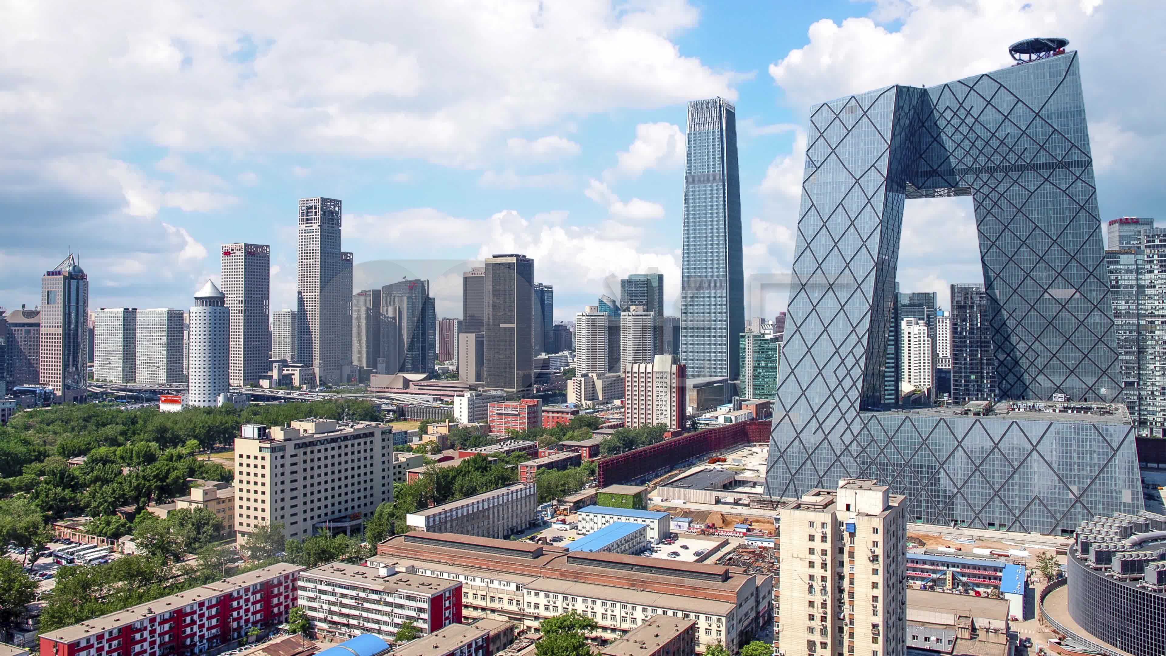 高楼大厦城市延时摄影北京大城市