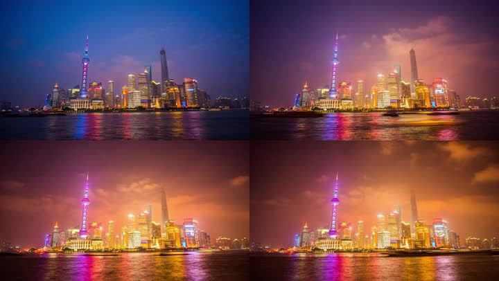 延时 夜晚 浦东 东方明珠 上海中心