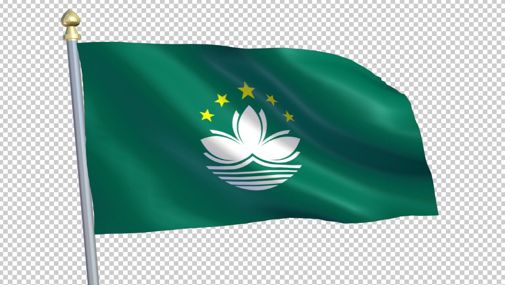 澳门特别行政区旗红旗4k旗帜飘扬大旗标志象征区旗澳门区旗澳门行政区