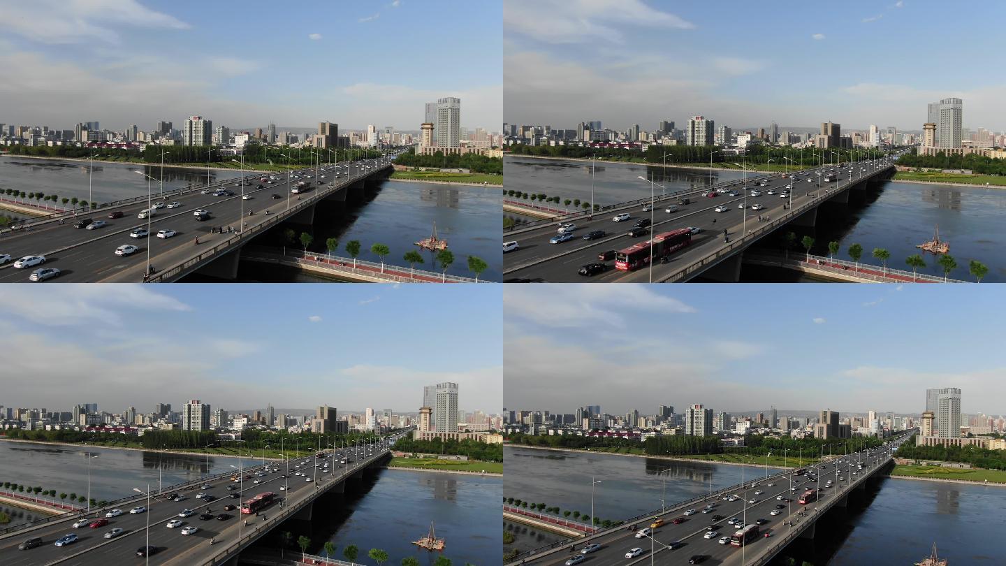 航拍太原迎泽大桥