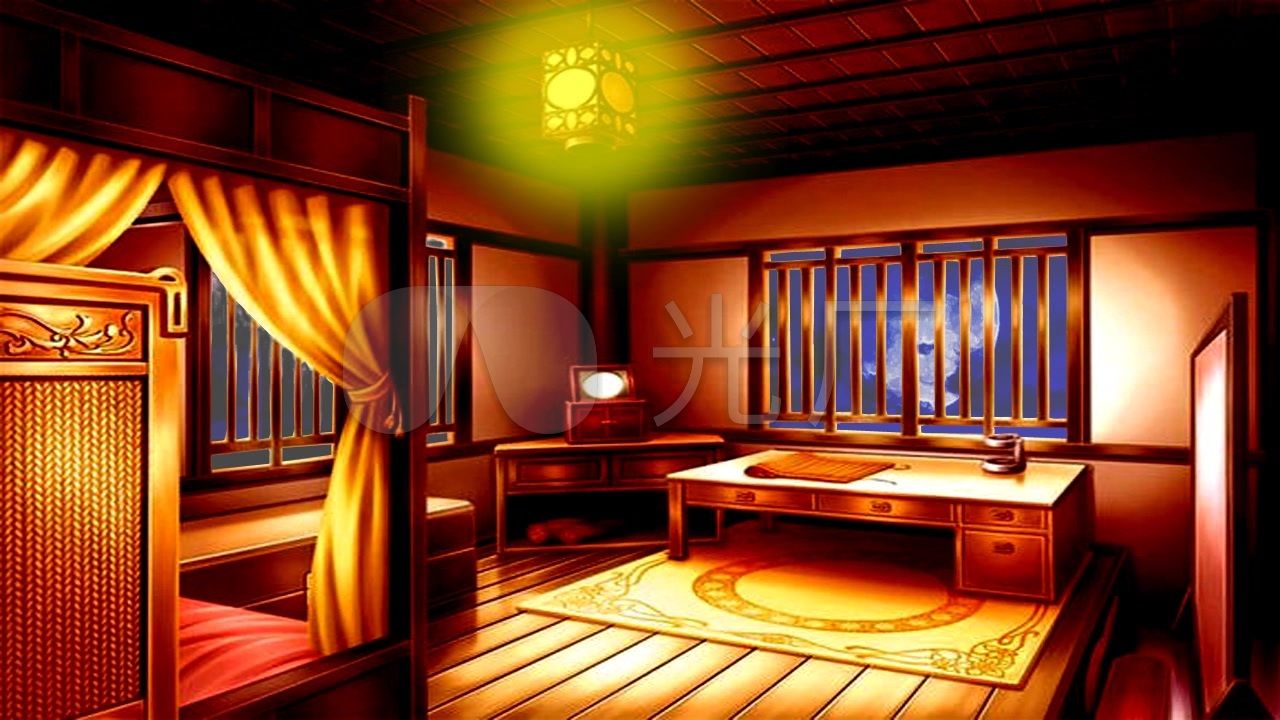 古代人家卧室睡房-夜晚夜景_1280x720_高清视频素材下载(编号:4655275