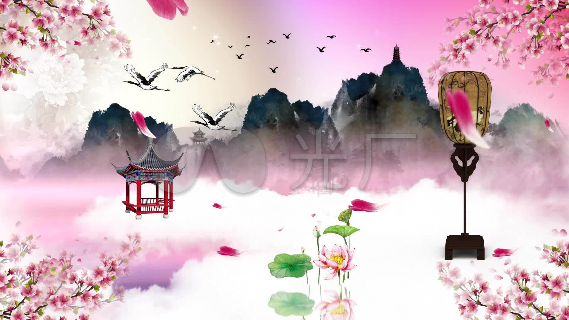 云菲菲《烟雨江南》唯美古风山水画舞台背景