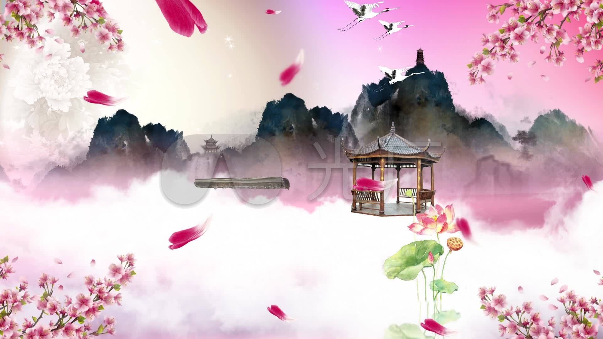 云菲菲《烟雨江南》唯美古风山水画舞台背景