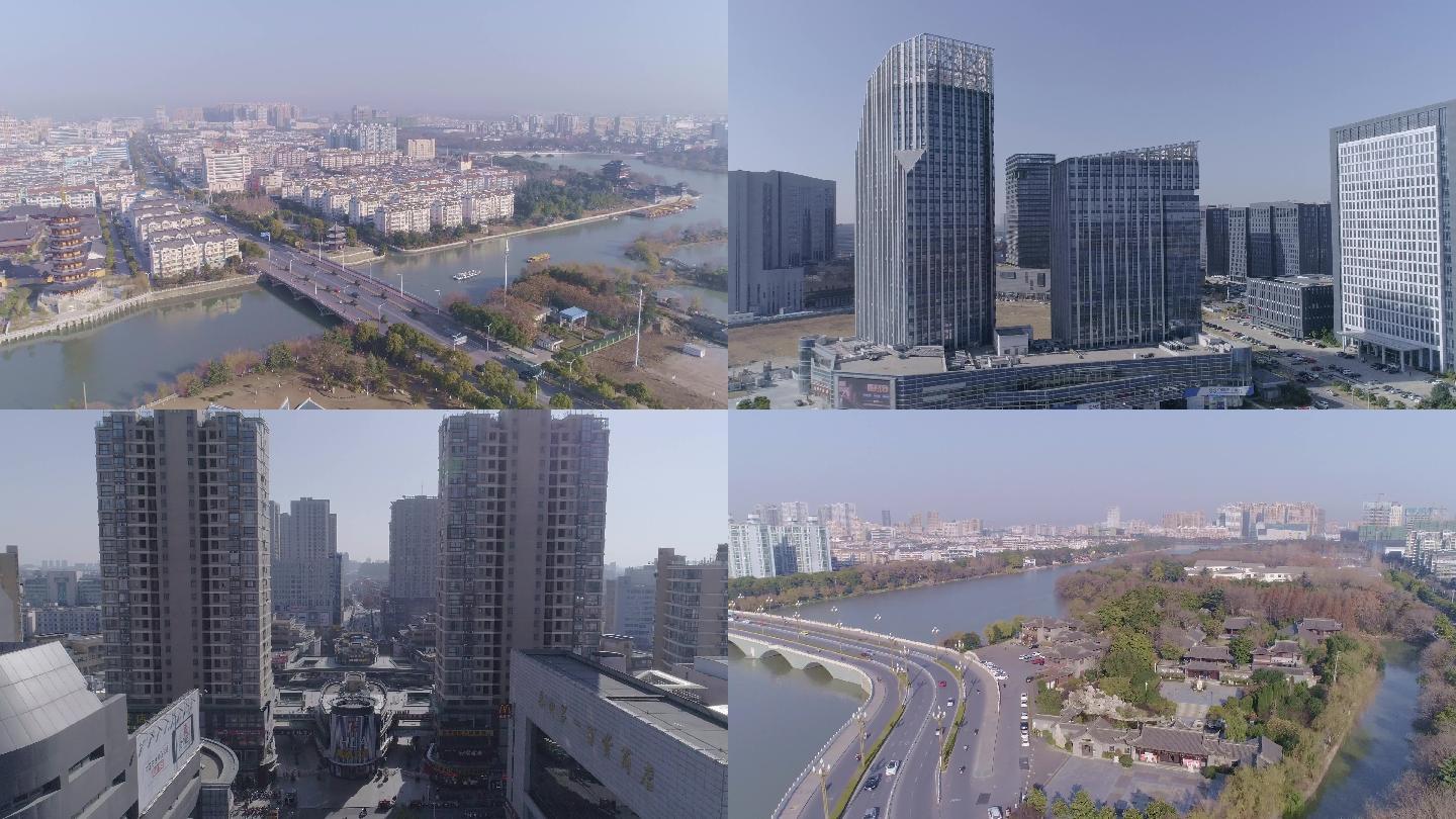 江苏泰州城市航拍泰兴法院银杏公园日航酒店第一百货商店坡子街商业