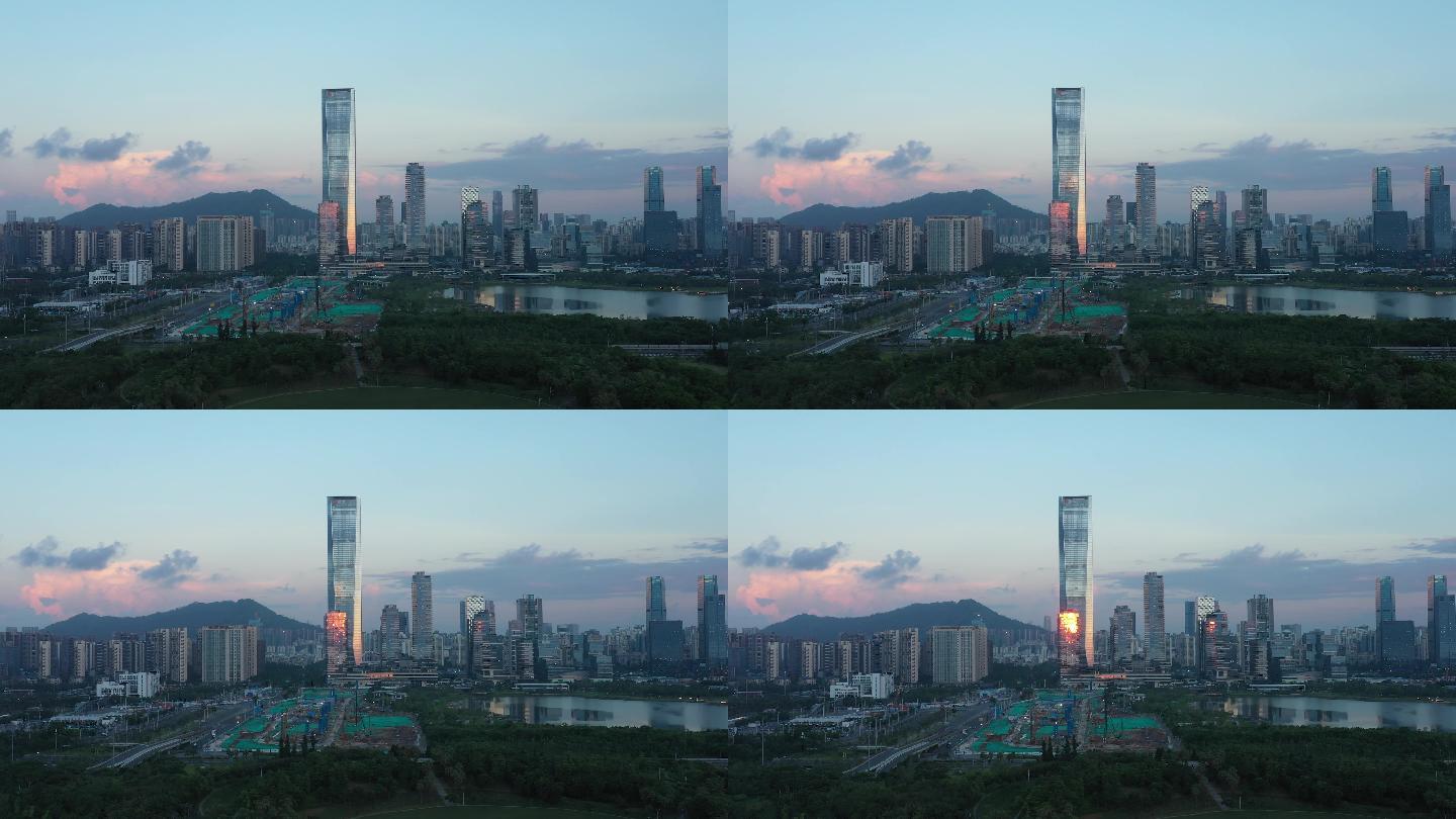 深圳湾一号清晨光影航拍