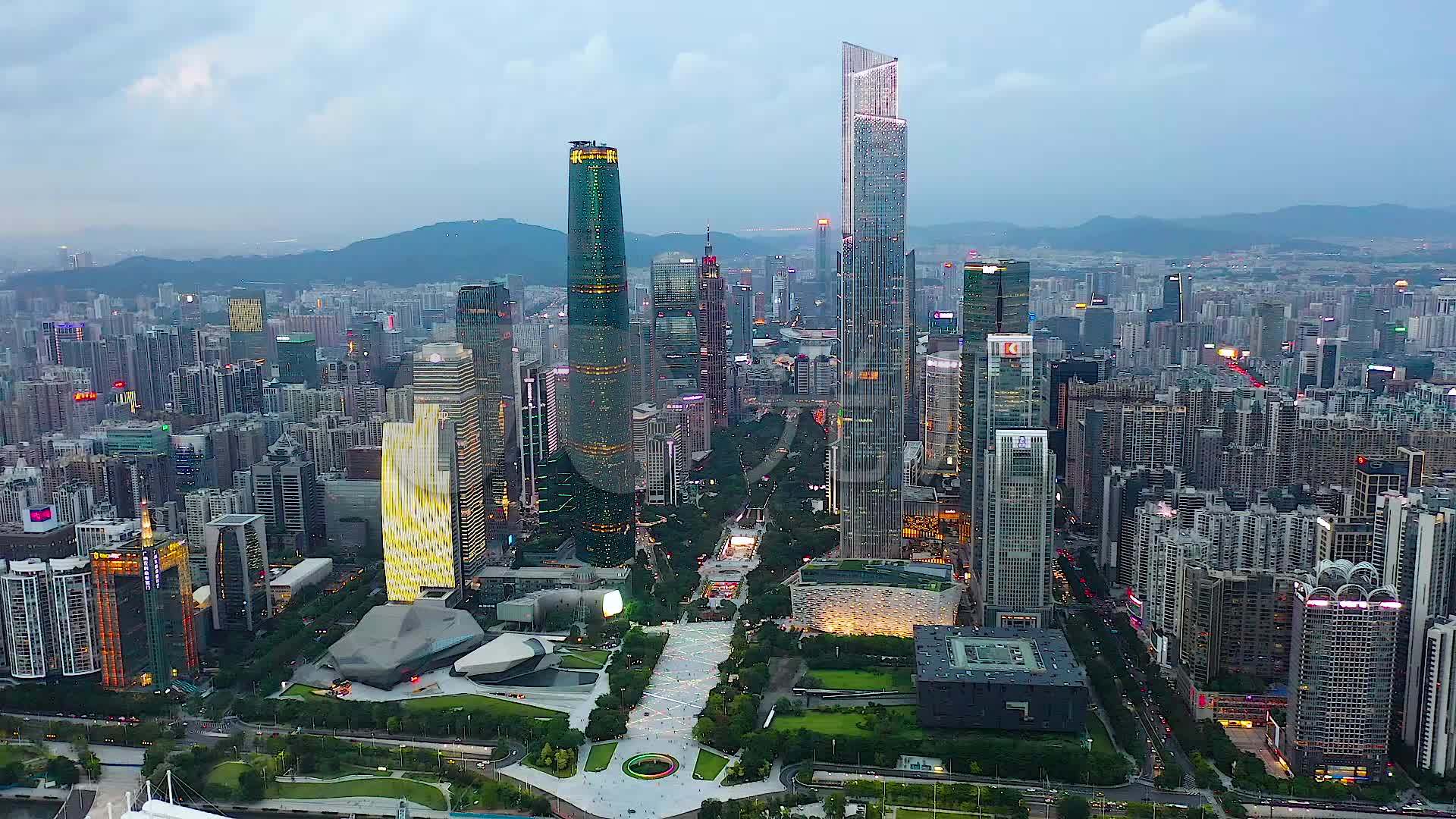 1080p高清航拍广州珠江新城新中轴线