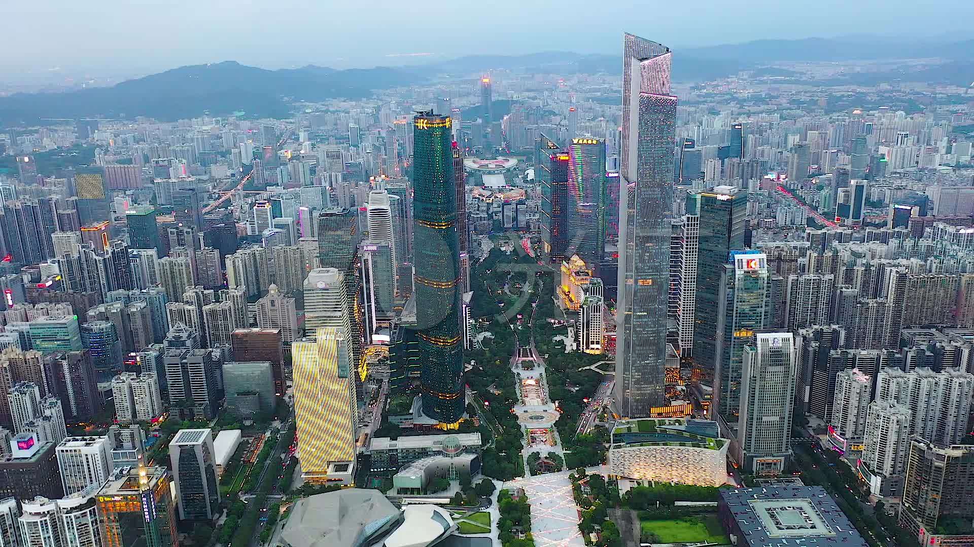 1080p高清航拍广州珠江新城新中轴线