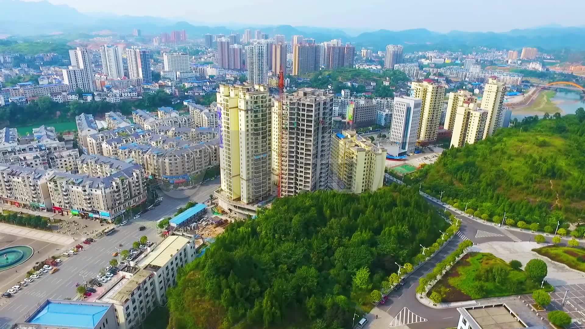 贵州松桃县城航拍_1920x1080_高清视频素材下载(编号:4660301)_实拍