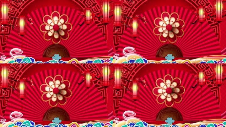 红色中国风戏曲舞台led背景视频