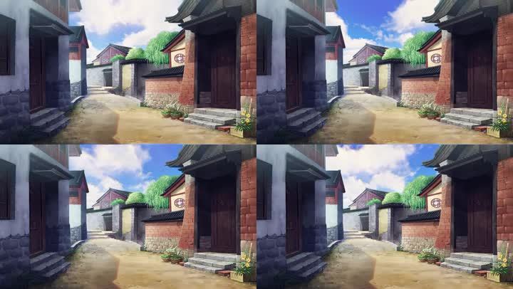 古代街道胡同动画循环背景