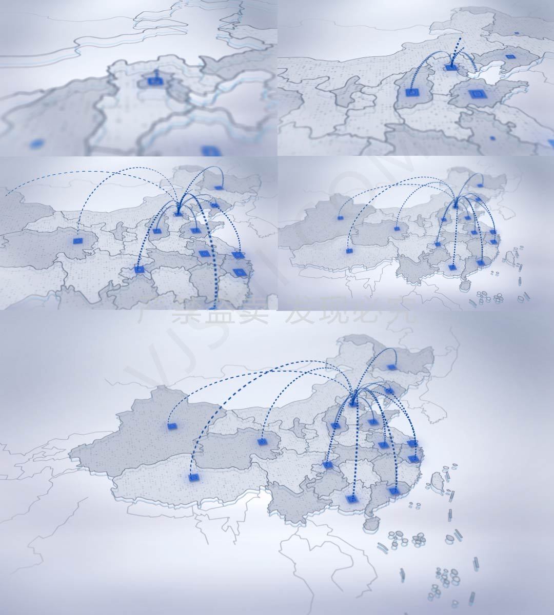 简约科技中国地图商务企业辐射全国ae模板