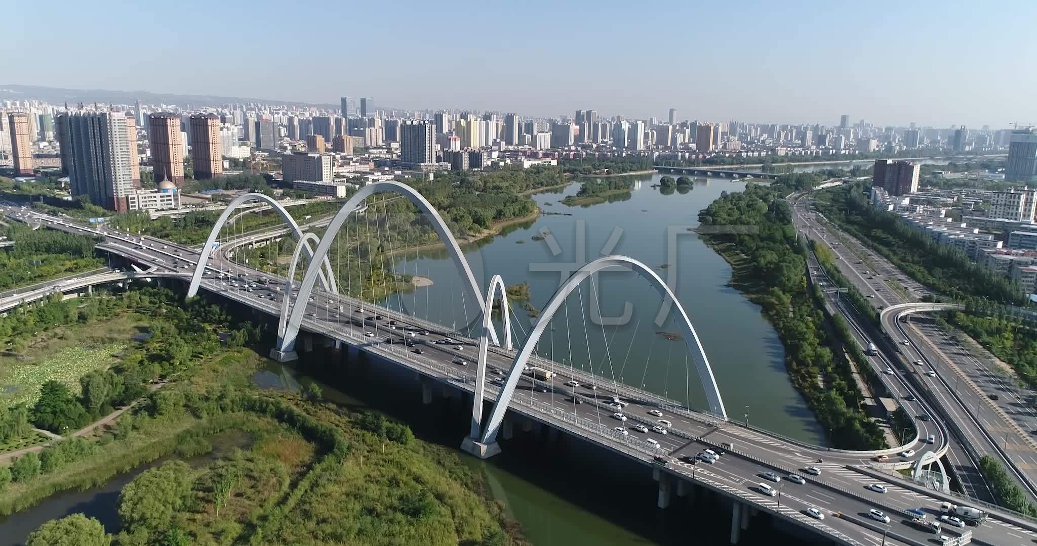 太原北中环桥漪汾桥胜利桥汾河_2048x1080_高清视频