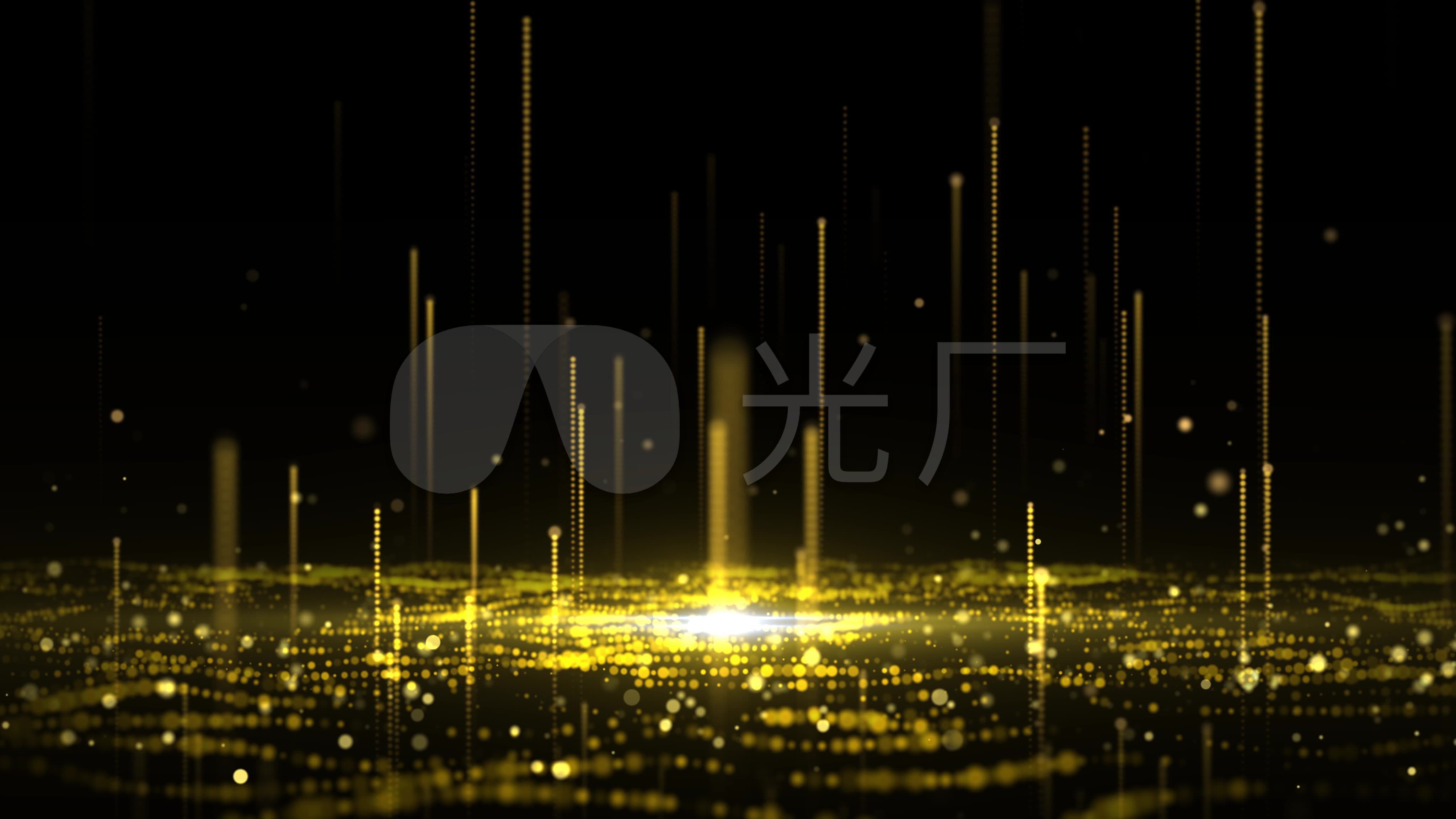 4k金色粒子波浪舞台线条升腾意境背景