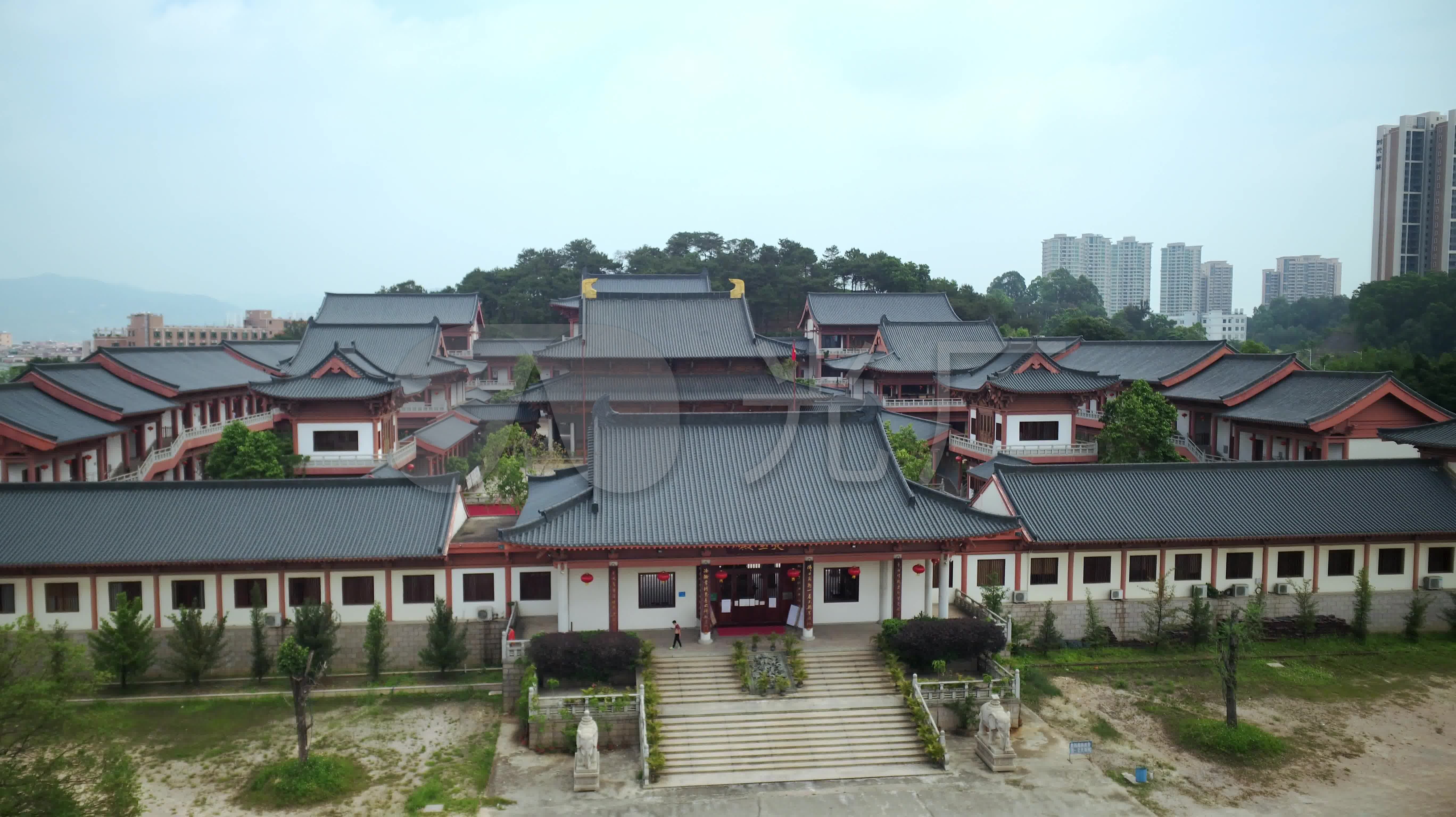 4k航拍广州花都华严寺寺庙宗教