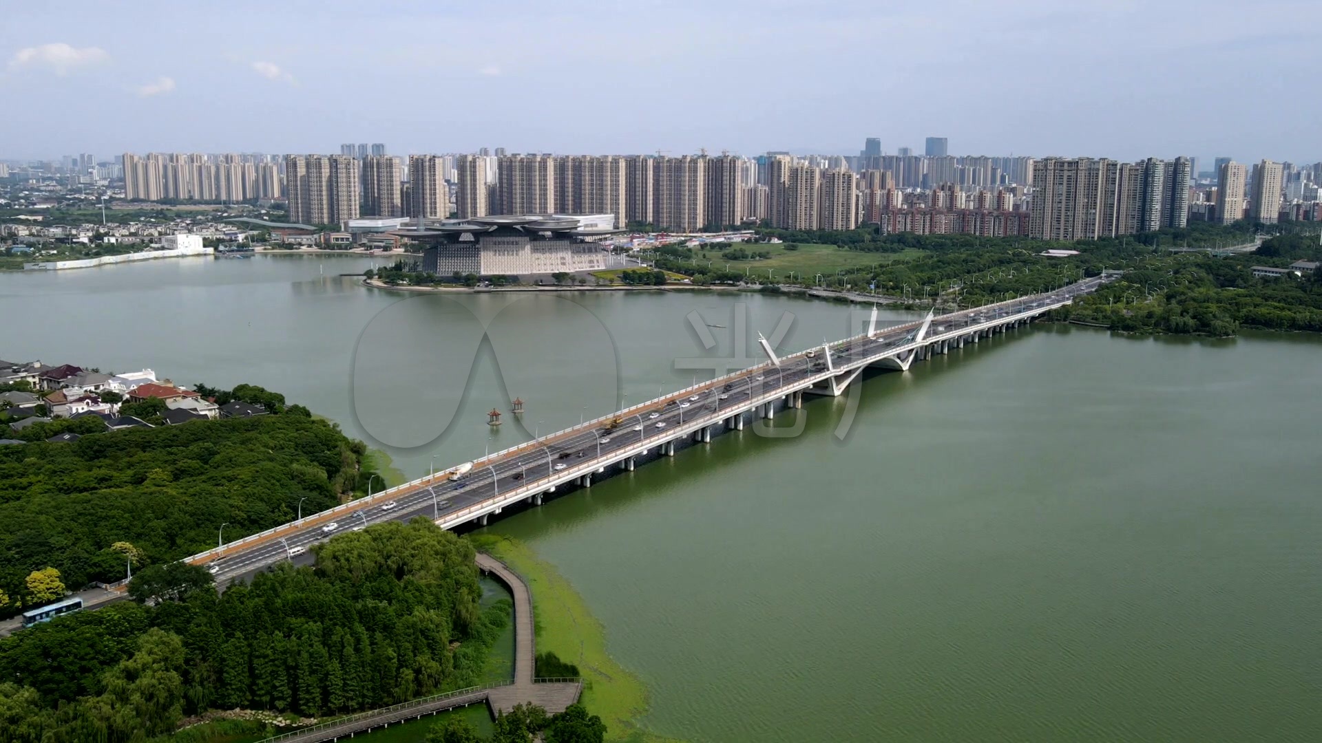 无锡蠡湖大桥周围全景航拍视频_1920x1080_高清视频