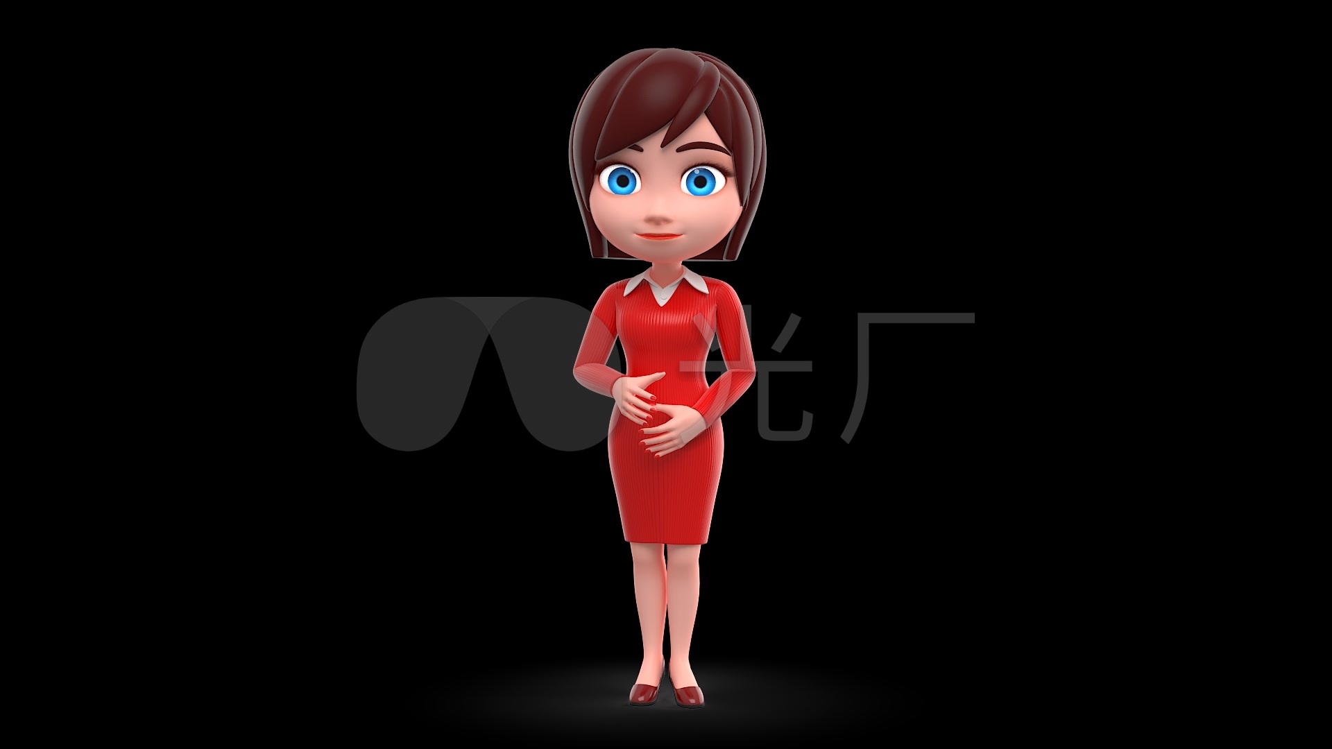 卡通美女左右鞠躬行礼