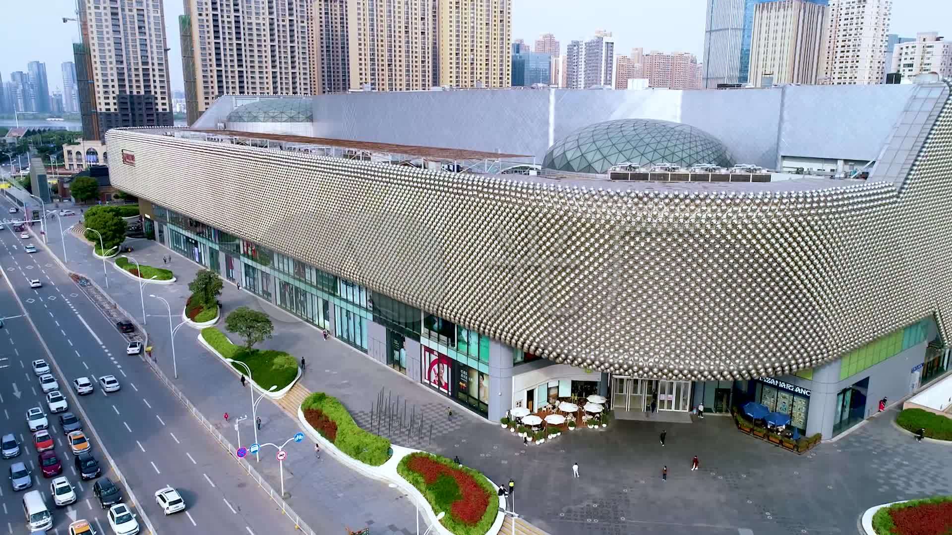 武汉楚河汉街万达广场航拍万达影城_1920x1080_高清视频素材下载(编号