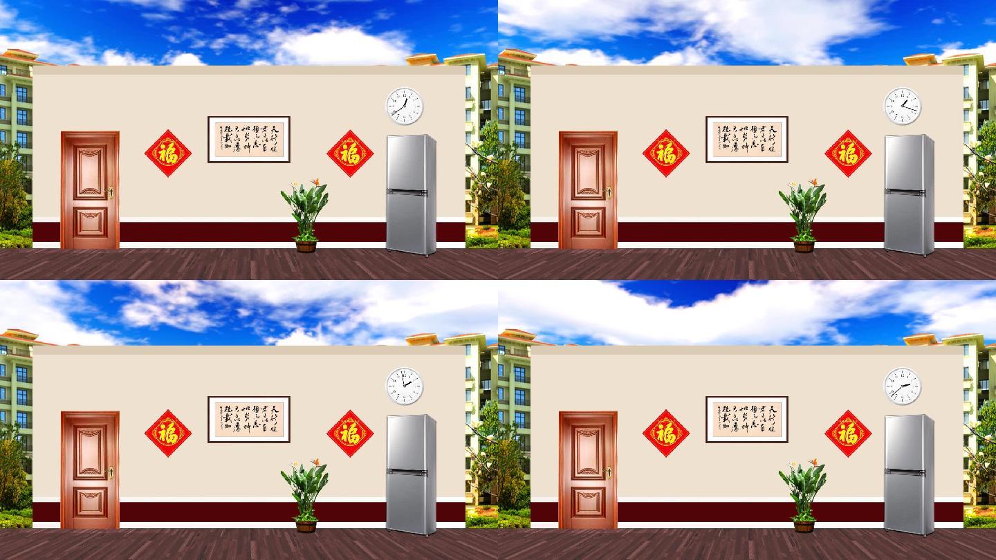 小区家庭小品客厅舞台背景