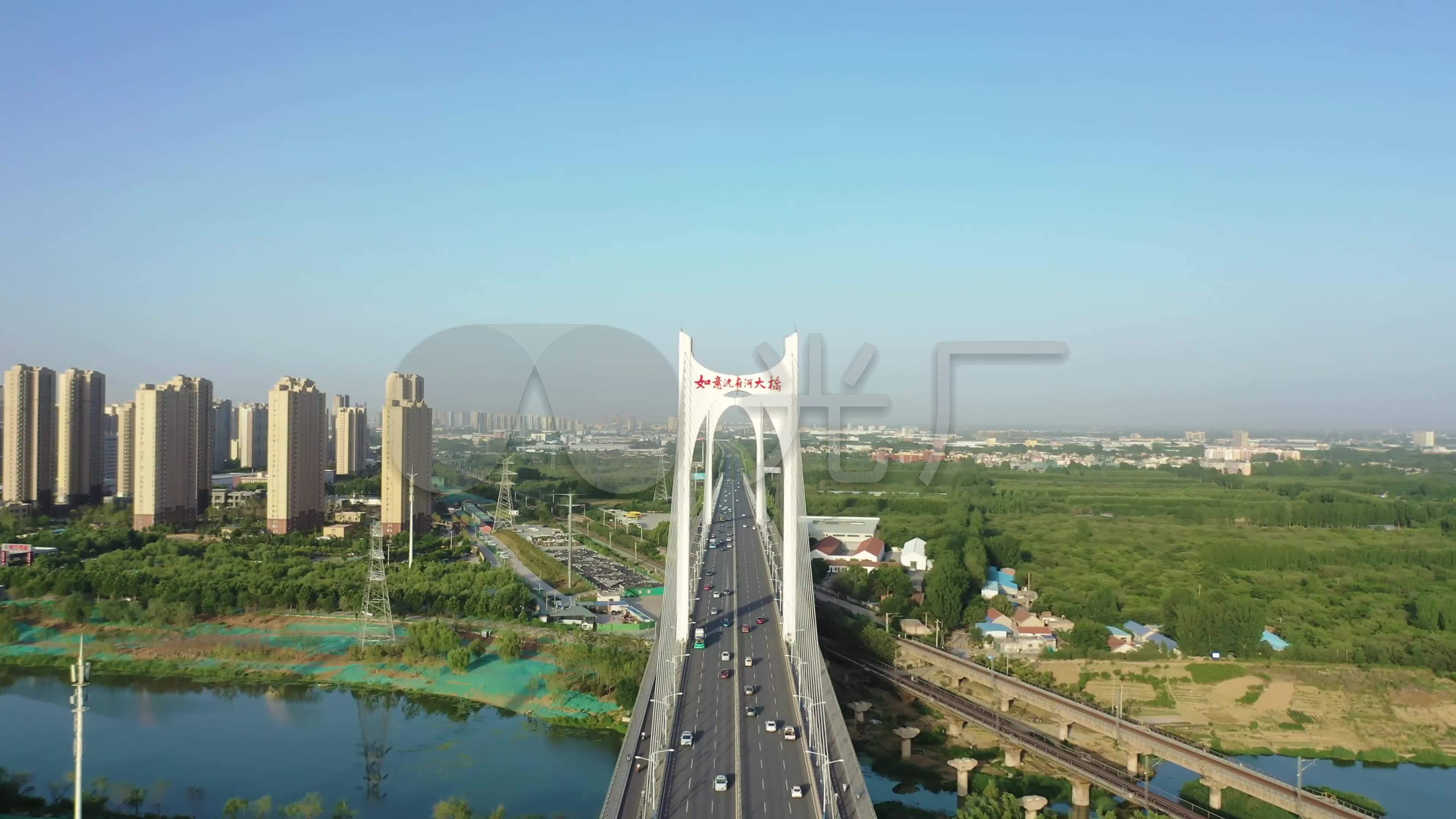 4k-航拍机宁如意洸府河大桥_3840x2160_高清视频素材