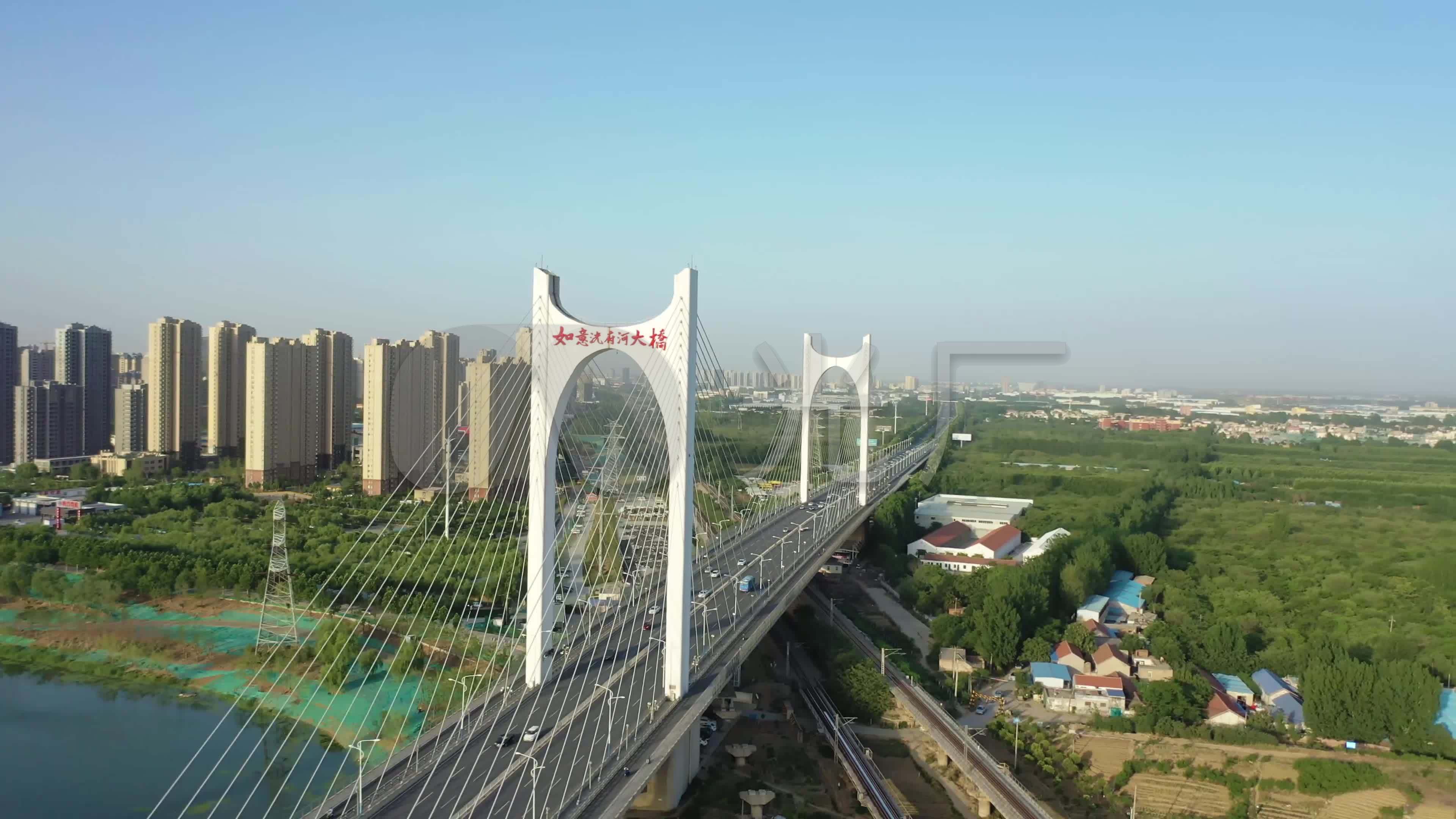4k-航拍机宁如意洸府河大桥_3840x2160_高清视频素材