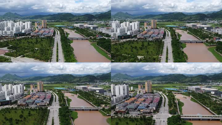 临沧双江县城航拍小城河流边疆县城双江县
