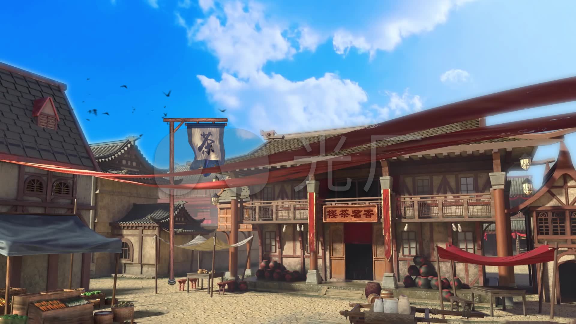 古代茶楼白天外景
