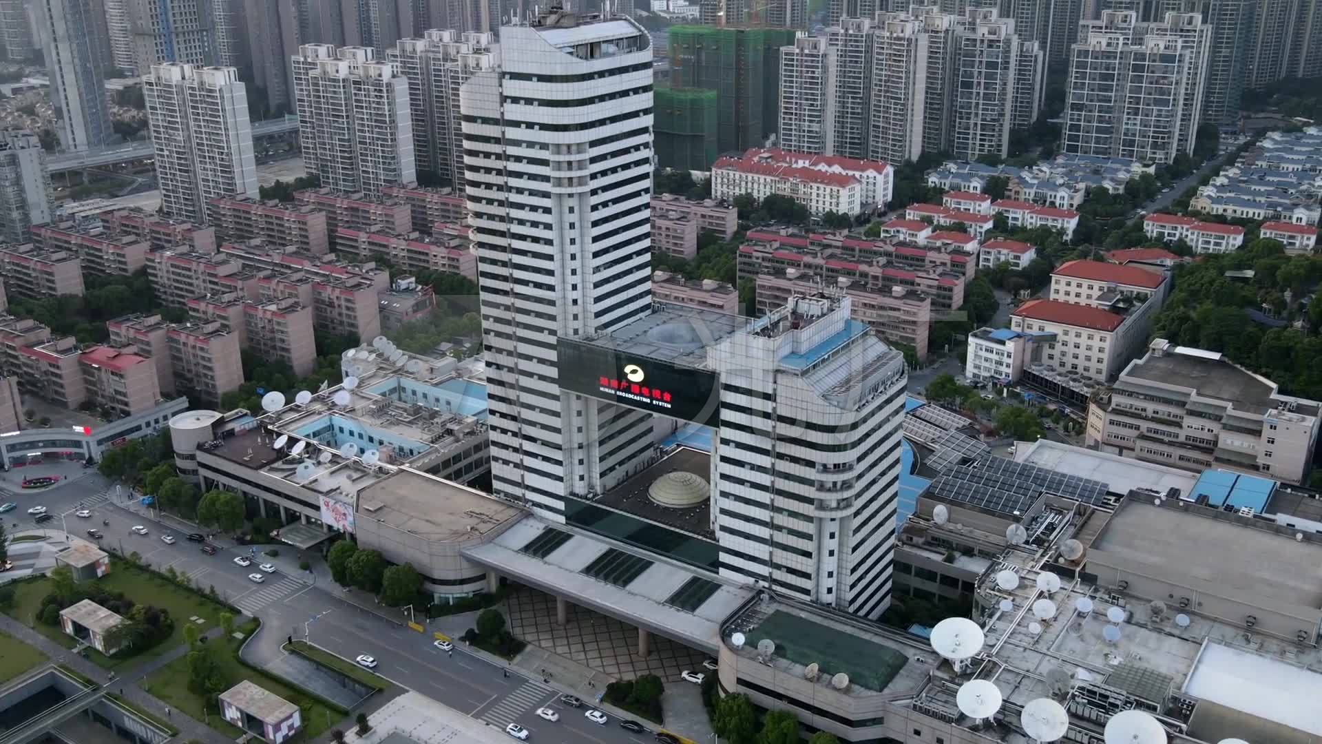 湖南广电中心大楼航拍延时摄影