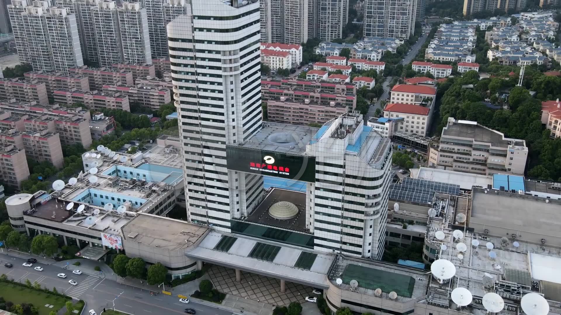湖南广电中心大楼航拍延时摄影