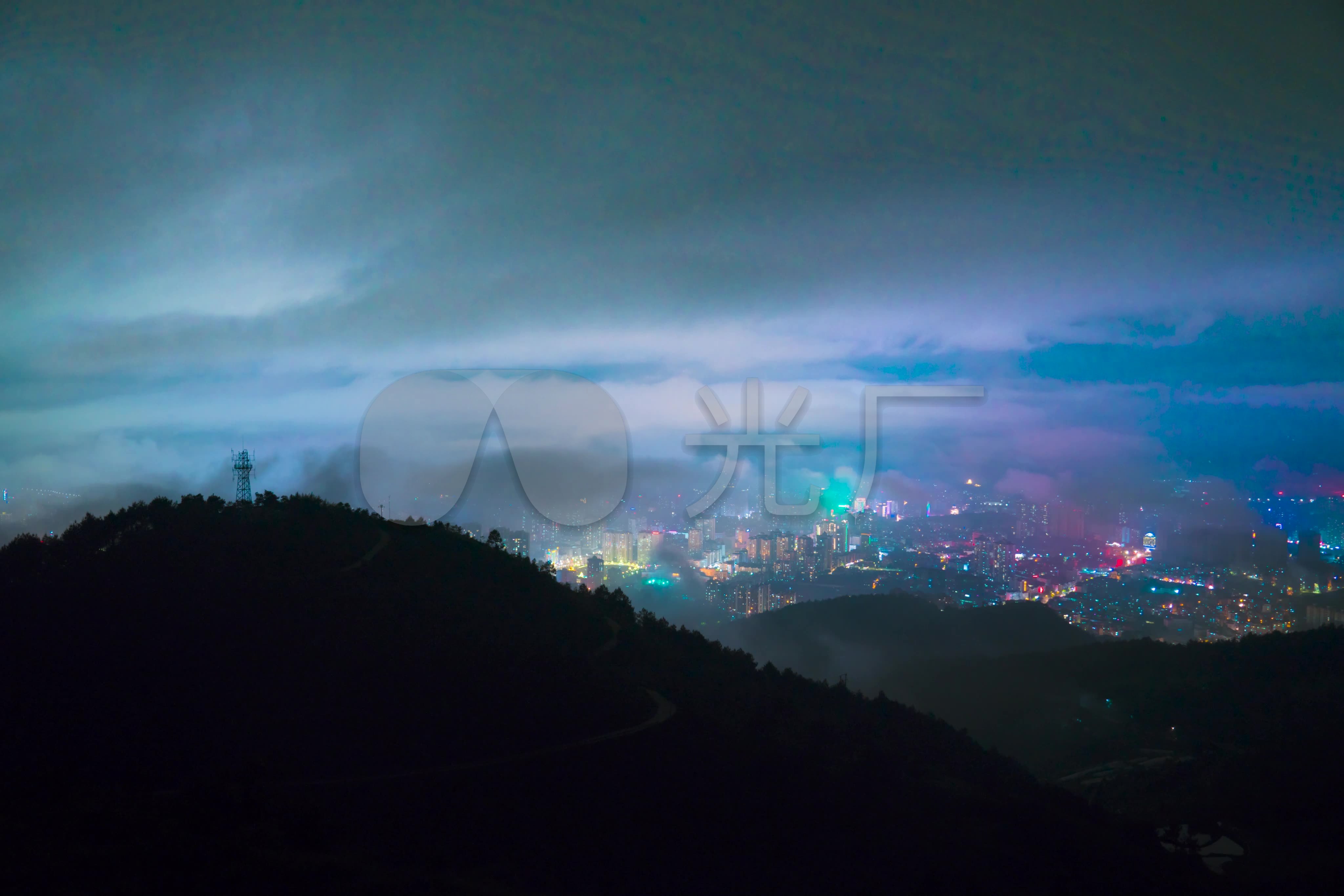 小高山凯里夜景夜晚云层延时4k_4096x2732_高清视频