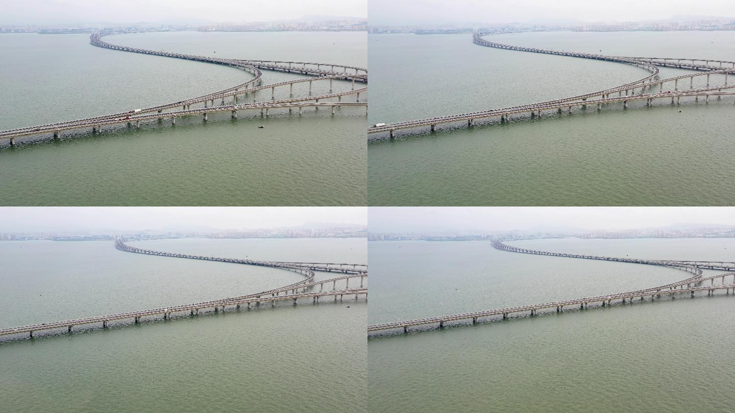 航拍青岛胶州湾大桥