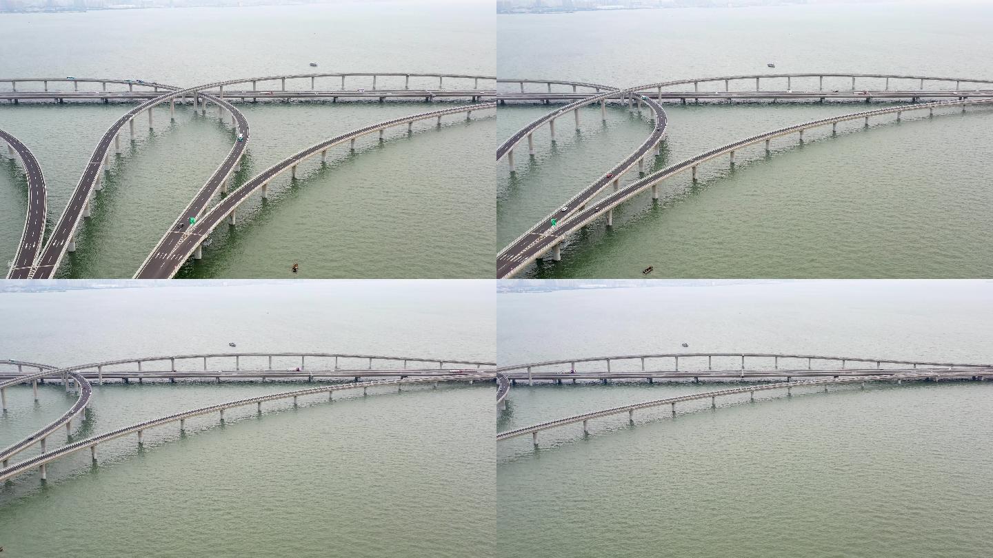 航拍青岛胶州湾大桥