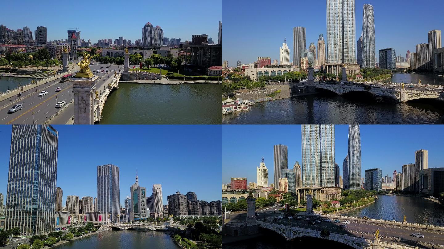 天津北安桥海河城市风景津塔金融中心航拍